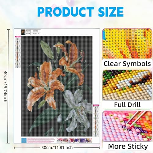 Diamond Art Kits for Adults, Featuring Flowers 5D Diamond Painting Kits | 5D DIY Paint By Diamonds,Full Drill Round Diamond Dot Gem Art Painting, Home Wall Art Decor, 11.8X15.7 inch - color: KM874-1