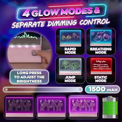Upgraded 16 Inches LED Drawing Board – Rechargeable, 8 Colors, 11 Light Modes, Adjustable Brightness – Acrylic Light Board for Tracing with Stand, Markers and Full Kit – Birthday Gift Set (Pink) - style: Style Pink