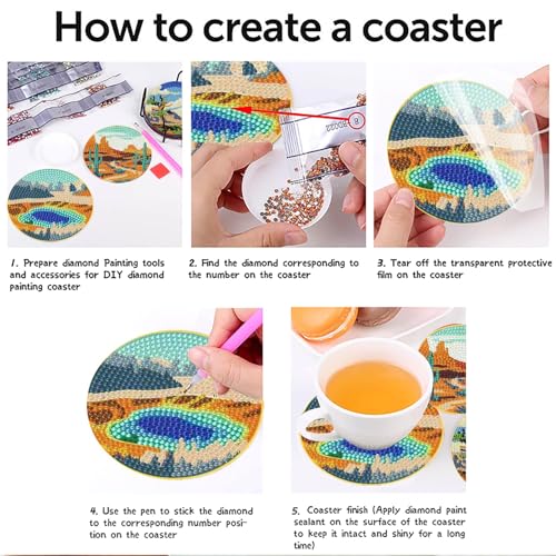 Clendo 8 Pcs National Park Diamond Art Coasters Kit with Holder,Small Landscape Diamond Art Kits for Adults Beginners, Diamond Painting Coasters Arts and Crafts Kits - color: Jxbd107-us