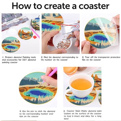 Clendo 8 Pcs National Park Diamond Art Coasters Kit with Holder,Small Landscape Diamond Art Kits for Adults Beginners, Diamond Painting Coasters Arts and Crafts Kits - color: Jxbd107-us