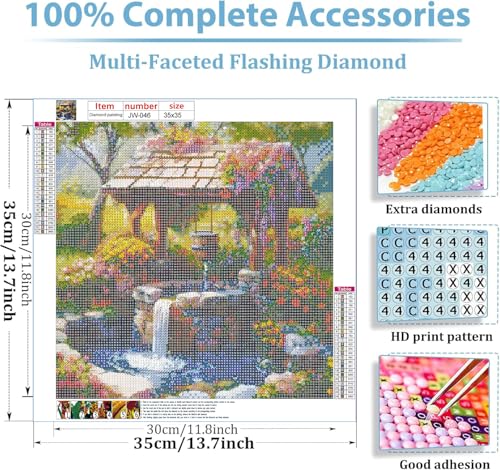 GEWOUVIN Garden Well Diamond Art Kits for Adults,Diamond Painting Kits for Adults Beginners, DIY Full 5D Round Drill Gem Art Kits for Gift Home Wall Decor【13.8x13.8inch】 - color: Garden Well