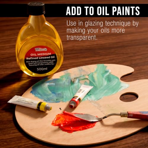 U.S. Art Supply Refined Linseed Oil, 500ml (16.9 oz) Fluid Medium - Linseed Oil for Wood, Painting Mediums & Wood Finishing - size: 16.91 Fl Oz (Pack of 1)