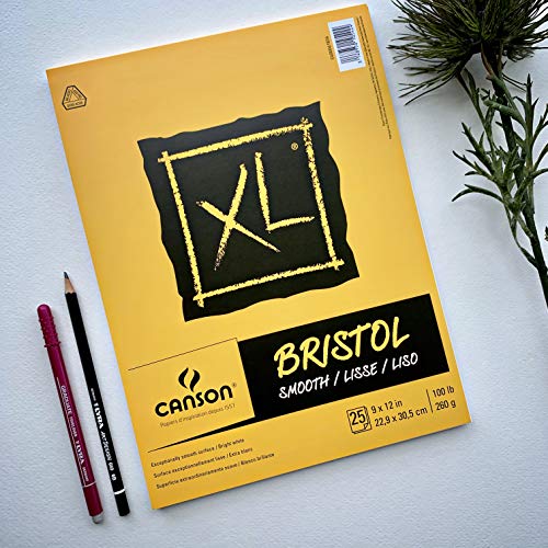 Canson XL Series Bristol Paper, Smooth, Foldover Pad, 14x17 inches, 25 Sheets (100lb/260g) - Artist Paper for Adults and Students - Markers, Pen and Ink - size: 14x17, style: Bristol, Smooth