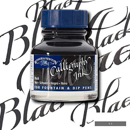 Winsor & Newton Calligraphy Ink, 30ml (1-oz) Bottle, Black (Pack of 2) - color: Black, size: 1 fl oz (Pack of 2)