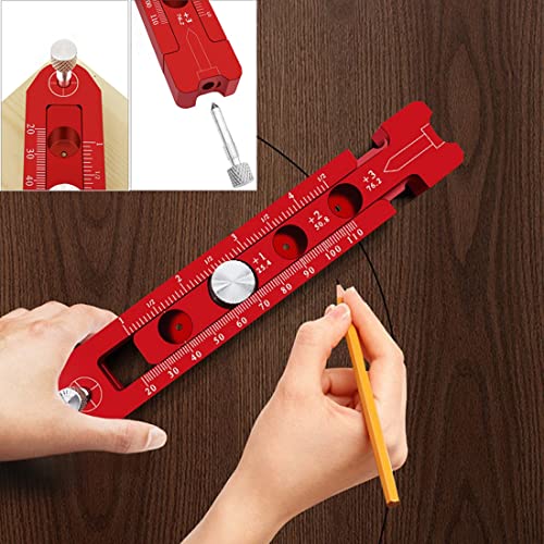 Woodworking Aluminum Alloy Circular Drawing Tool,Fixed-Point Marking Gauge Woodworking Compass Scribe,Metric/British,Adjustable Drawing Circle Ruler