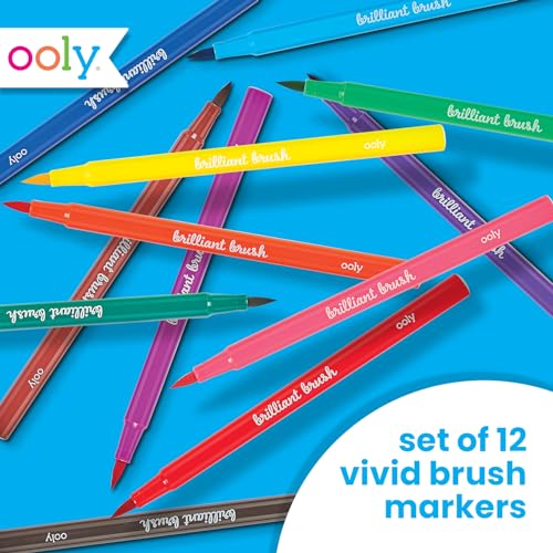 Ooly Brilliant Brush Calligraphy Pens, Set of 12, Dual Tip | For Writing and Hand Lettering, Brush and Chisel Tip, Acid-Free, Perfect for Beginners and Kids, Ages 8+ - style: Brilliant Brush