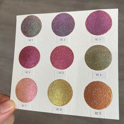 IUILE Handmade Watercolor Paints - RC Dot Card (9 colors). Color Shift, Metallic, Shiny, Shimmer - color: RC Dot