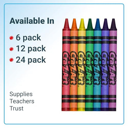 Bulk Crayons 24 Count, 12 Packs, Classroom Supplies for Teachers & Students, Back to School Essentials, Supplies for School, Home & Art Projects - size: 24 Count (Pack of 12)