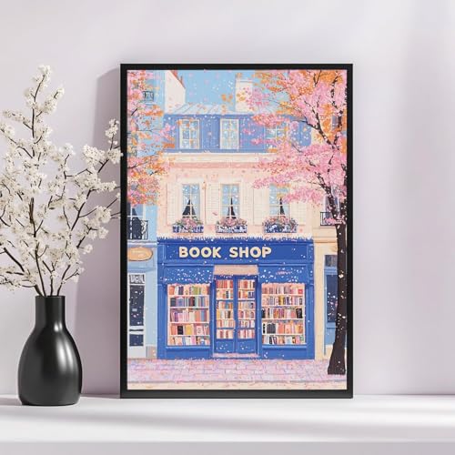 Diamond Art Kits for Adults,Pink Bookstore Diamond Painting Kits 12x16in | Diamond Painting Kit - Sparkling Full Drill Design Perfect for Home Decor, Holiday Gifting, And Relaxing Crafting 12x16inch - color: DP03135