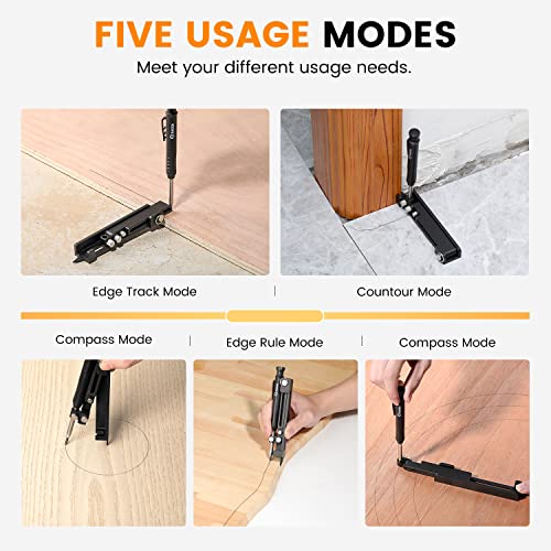 Saker Multi-function Scribing Tool- Construction Pencil- Aluminum Alloy Scribe Tool with Deep Hole Pencil,DIY Woodworking Scribe Gauge Scriber Line Maker Measuring Tool,Gifts For Men(5.5Inch BLACK)
