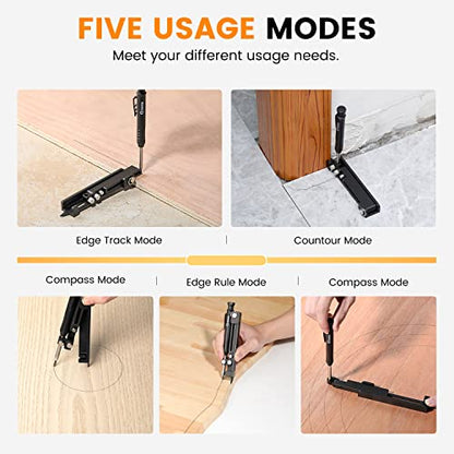 Saker Multi-function Scribing Tool- Construction Pencil- Aluminum Alloy Scribe Tool with Deep Hole Pencil,DIY Woodworking Scribe Gauge Scriber Line Maker Measuring Tool,Gifts For Men(5.5Inch BLACK)