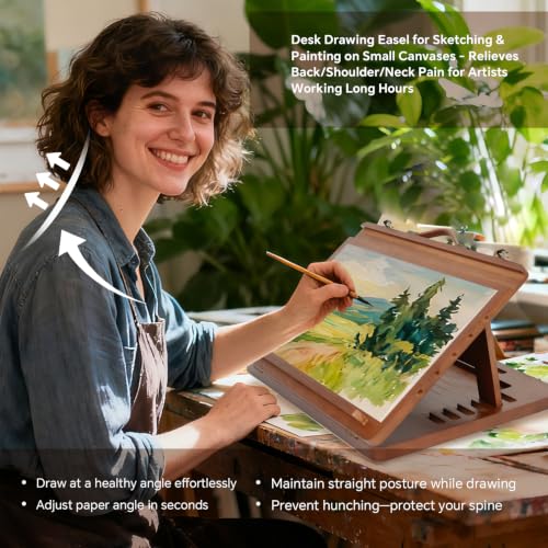 CEIJE Lightweight Drawing Easel for Artists – Portable Lap Drawing Stand for Small Canvases, Ideal for Sketching, Painting & Travel, Comfortable for Extended Use