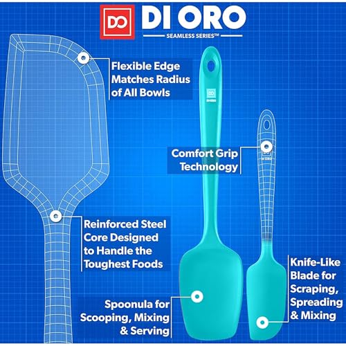 DI ORO Silicone Spatula Set - 600F Heat Resistant, 5-Pc Teal - color: Teal