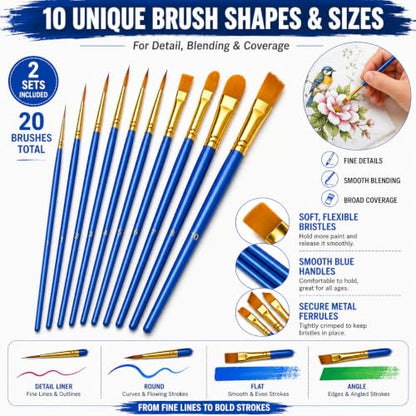 60-Piece Painting Kit with Easels and Canvas for Adults and Couples