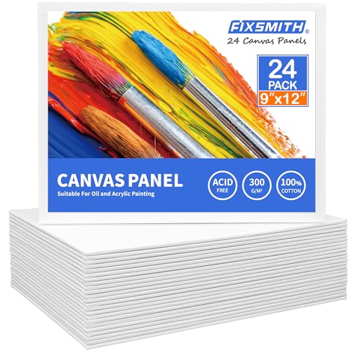 Canvas Boards for Painting 9x12 Inch, Super Value 24 Pack Paint Canvases, White Blank Canvas Panels, 100% Cotton Primed Canvas for Painting, Painting Art Supplies - size: 9"×12"