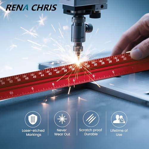 Rena Chris Architectural Scale Ruler: 12" Imperial Aluminum Alloy Metal Architecture Measuring Tools, Engineering Drafting Construction Drawing Blueprints Triangular Architect Scaling Rulers 12 Inches - color: Red