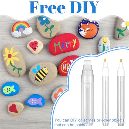 16 Pcs Refillable Acrylic Paint Markers, Refillable Paint Pen, 3mm, 6mm, 15mm Empty Acrylic Markers, with 6 Replaceable Pen Tips and 3 ml Dropper for Touch Up Graffiti Paper Drawing