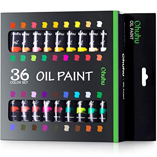 Ohuhu 36 Oil-Based Colors Oil Paint Set, 12ml/0.42oz x 36 Tubes Non-Toxic - style: 36 Colors