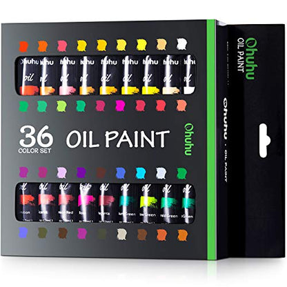 Ohuhu 36 Oil-Based Colors Oil Paint Set, 12ml/0.42oz x 36 Tubes Non-Toxic - style: 36 Colors