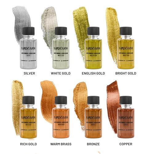 KAMENSKAYA White Gold Leaf Paint, Liquid Gilding Paint, 0.68 fl oz | Liquid Leaf Paint with Natural Metallic Pigment, Strong Shine, One-Coat Coverage, Built-In Brush – Made in EU - color: White Gold, size: 0.68 Fl Oz (Pack of 1)