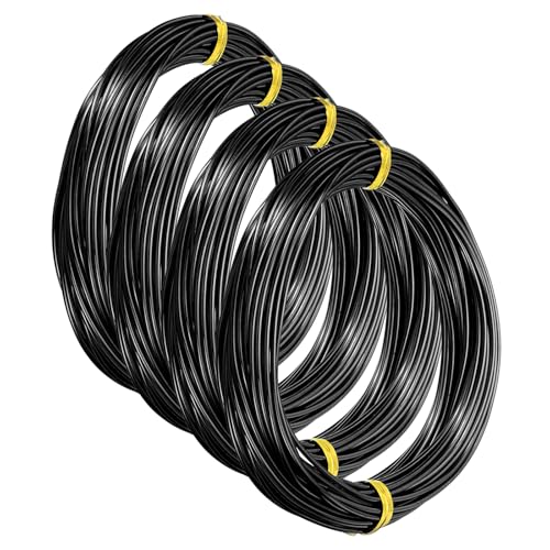 PATIKIL Aluminum Craft Wire, 10m/32.8ft, 1.5mm/14 Gauge, 4pcs, Black - color: Black, size: 1.5mm x 32.8ft