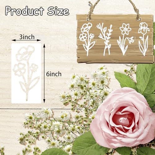 50 Pcs Small Flower Stencils for Painting on Wood,6 "Reusable Floral and Leaf Stencils for Wall Paper,Scrapbooking,Canvas Fabric,Card Making,Pottery,Plastic Boxes - color: Small Flower(50Pcs)