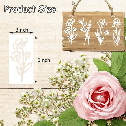 50 Pcs Small Flower Stencils for Painting on Wood,6 "Reusable Floral and Leaf Stencils for Wall Paper,Scrapbooking,Canvas Fabric,Card Making,Pottery,Plastic Boxes - color: Small Flower(50Pcs)