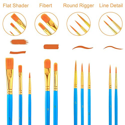 AROIC Paint Brush Palette Set, 12 Packs of 120 Brushes and 12 Tray Palettes | Nylon Brush Head, Suitable for Oil Watercolor, etc., Perfect Art Painting Set - size: 120 Brushes 12 Palettes