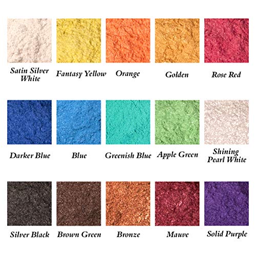 SEISSO 15 Bottles Mica Powder Set, Epoxy Resin Dye, Pearlescent Color Pigment, Cosmetic Grade Pigment for DIY Arts, Slime, Bath Bombs, Nail Polish, Candle Making, Soap Making, Coloring Mix - color: 15 Color