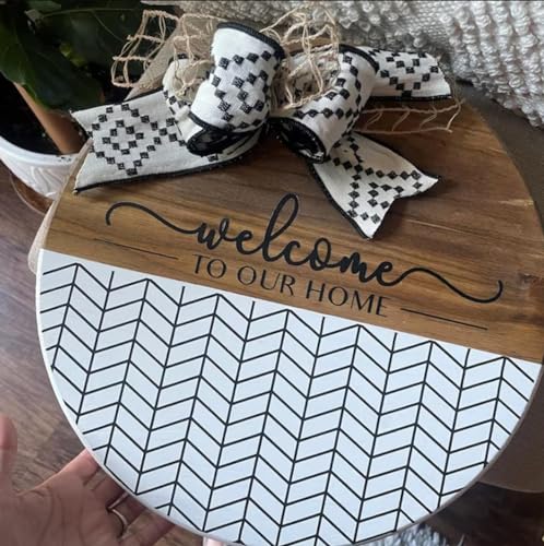Welcome Stencils for Painting on Wood Welcome Sign Stencil 12" | Reusable Cheetah Print Pattern Stencil for Crafts Round Door Hanger - style: Daily 12p