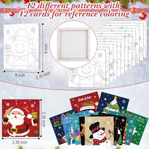 Sherr 12 Pcs Pre Drawn Canvas for Adults,Cute Xmas,8 x 8 Inch | Pre Printed Canvas, Sip and Paint Party Canvas Painting Kit, for Holiday Painting Crafts Favor - size: 8 x 8 Inch, style: Cute Xmas