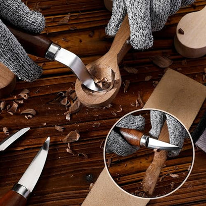 Gisafai 15 Pcs Spoon Carving Kit Wood Whittling Kit Includes 3 Wood Carving Knife 8 Spoon Blank and Gloves for Adults and Kids Beginners Gifts
