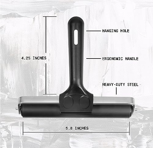 VVVID 5.8-inch Wide Rubber Roller Brayer for Lino Printing, Block Printing and Ink Rolling, Fast and Efficient Ink Coverage - size: 5.8"