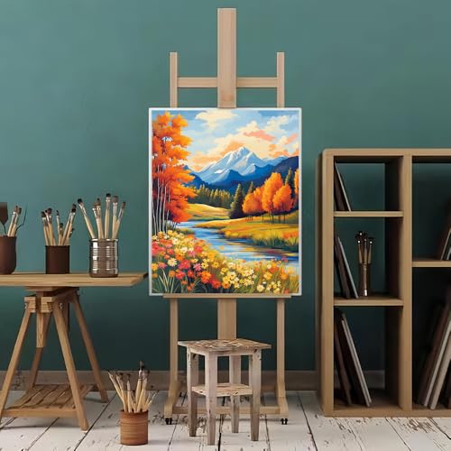 Natuyalo Paint by Numbers for Adults Beginner, Autumn Scenery Painting by Number Kits on Canvas, Natural Landscape Paint by Number Kit DIY Acrylic Painting Kits for Home Wall Decor 16x20 inch - color: Color-07