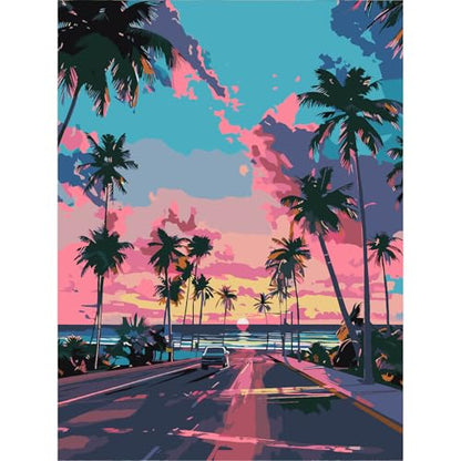 Paint by Numbers Kit for Adults,Sunset Scenery DIY Paint by Number 16x20 In | Paint by Number for Beginner,Adult Paint by Number,HD Color Canvas,DIY Tool Kits,Stress Relief Craft,Great Gift,Without Frame - color: MT6144