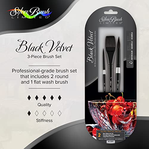 Silver Brush Limited Black Velvet Basic Watercolor Paintbrush Set, 3pc - color: Basic Watercolor Set, size: 3 Pc