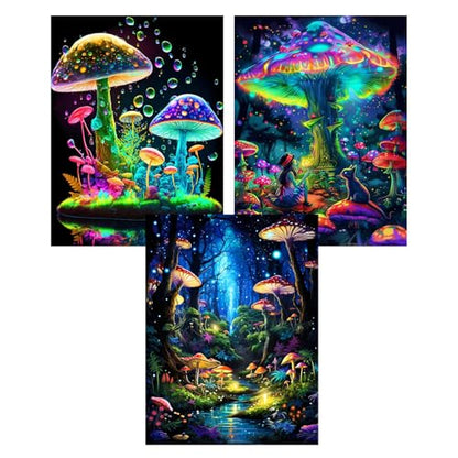 AIBOERL 3 Pack Diamond Art Kits for Adults,Mushrooms Diamond Painting | Round Drill Mushrooms Diamond Painting for Beginners DIY Rhinestone 5D Diamond dots(Gemstone Craft)Wall Art Gift 12x16IN - color: DP03249