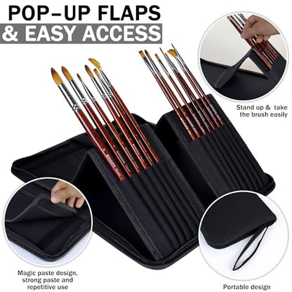 DUGATO Long Brush Holder & Organizer, Canvas Case 5.7 x 14.8 in, Black (Pack of 2) - color: Black, size: Large 5.7x14.8 inches (Pack of 2)