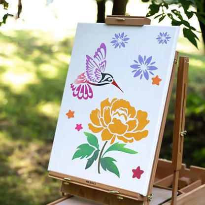 18 PCS Flower Painting Stencils Reusable Stencils for Painting on Wood Rocks Canvas Fabric Glass Pottery 6.5x6.5 Inch - style: 18PCS Flower