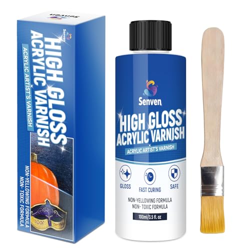 Gloss Varnish for Acrylic Painting, Artist's Acrylic Varnish Kit, Non-Yellowing, Non-Toxic, Anti-Crazing, High Gloss Finish for Artwork, Acrylics Paint, Suitable for Pro Artists, Hobby Painter - style: Gloss