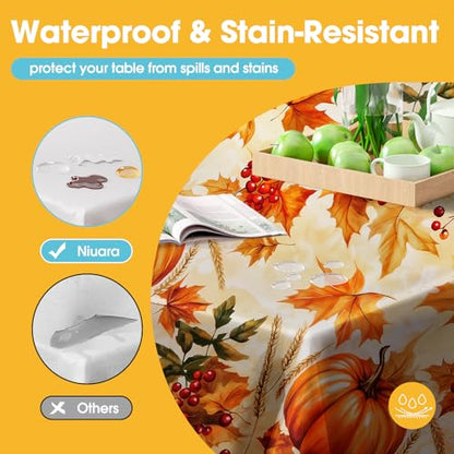 Niuara Fall Pumpkin Plastic Table Cloth Disposable, 4 Pack, 54 x 108 in | Rectangle, 6 ft Tables, Fall Thanksgiving Party, Holiday Gathering - color: Fall Pumpkin, size: 54" x 108" - 4 Packs