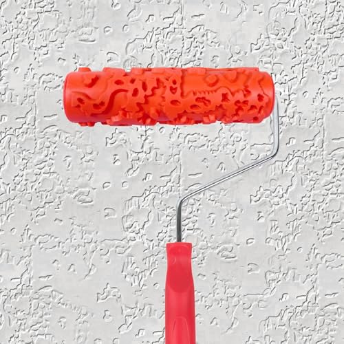 7" Texturing Roller, Patterned Textured Paint Roller, Drywall Texture Tool | Embossed Rubber Paint Roller, Decorative Art Texture Roller, Knockdown Texture Tool for DIY Household Wall Painting (BK323R) - style: BK323R