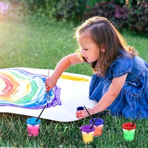 10 Pack Paint Cups with Lids for Kids, Art Supplies No Spill Painting Cups for Young Artist, Reusable Paint Water Cup Paint Mixing Cups for Classroom Arts Crafts Supplies
