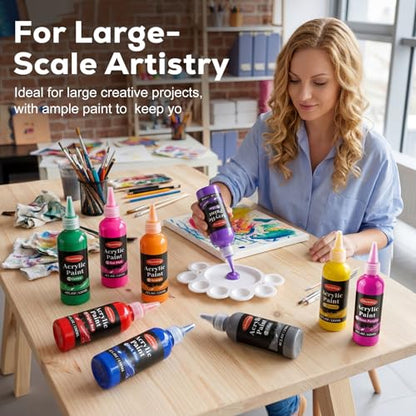Acrylic Paint Set, 36 Colors, 4 oz/120ml Bottles | Rich Pigments, Water Proof, For Artists, Beginners and Kids, Canvas Rocks Wood Ceramic Fabric - color: 120ml 36 Colors