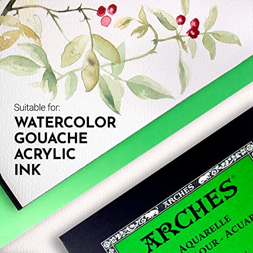 Arches Aquarelle Watercolor Paper Pad, Cold Pressed, 140lb/300gsm, 12 Sheet, 10x14 inch, 1 Count - size: 10"x14", style: Cold Press