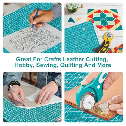 17"x17" Rotating Cutting Mat, Self Healing Mat with 360-Degree Rotation & Anti-Slip Base, Sewing Board Cutting Mat Perfect for Fabric Quilting Leather Hobby Project, Turquoise - color: Turquoise, size: 17"L x 17"W
