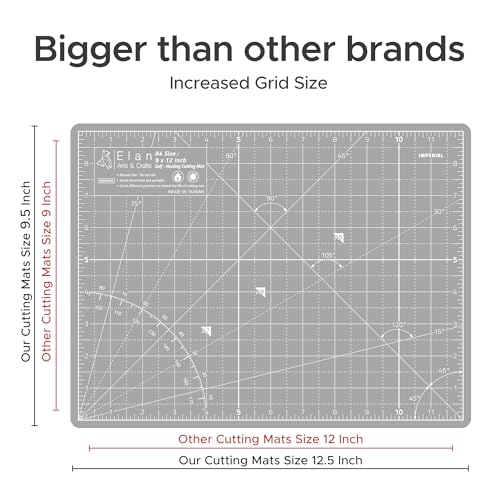 Elan Cutting Mat A4 Gray, Self Healing Cutting Mat 9x12 Inch, 5-Ply Craft Board Gray, Hobby Board for Crafts 9x12 Inch - style: 12 x 9"