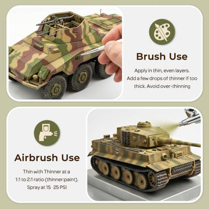 Nicpro 10 Colors WWII German Armor Model Paint Set, 20ml Ready to Use - style: WWII German Armor