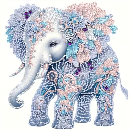 GEMFAMILY 5D Diamond Art Kits for Adults,DIY Elephant Special Shaped Diamond Painting Kits,Animal Diamond Painting Crystal Rhinestone Gem Art for Home Wall Decor 11.8 X 11.8 Inch - color: HL079
