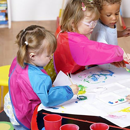 Kids Art Smocks 2 Pack Painting Smock with Long Sleeve and 3 Pockets for Age 3-8 - color: Pink